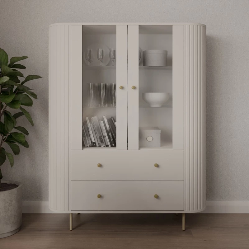 NYRA Vitrine mit Schubladen – beige