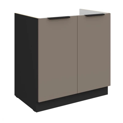 Spülenunterschrank LUNARA – Breite 80 cm, Dunkelbeige/Schwarz