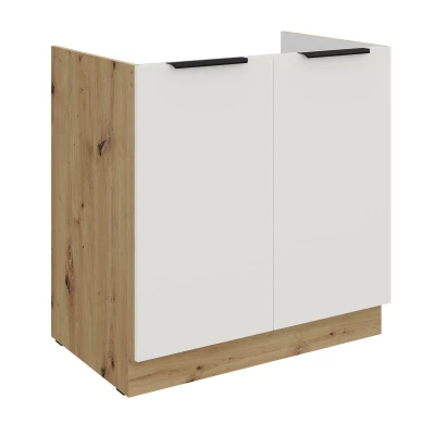 Spülenschrank LUNARA – Breite 80 cm, Weiß/Eiche Artisan