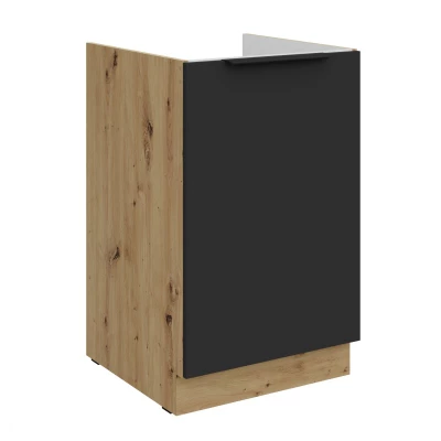 LUNARA Unterschrank für Spülbecken – Breite 50 cm, Schwarz/Eiche Artisan