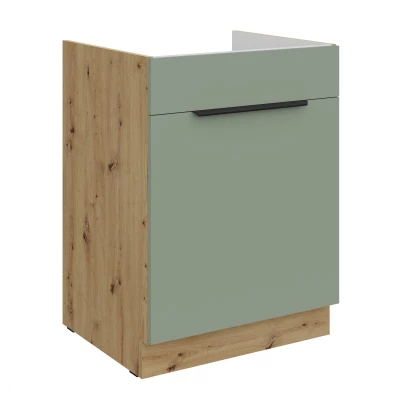 LUNARA Spülenunterschrank – Breite 60 cm, Grün/Eiche (Artisan)