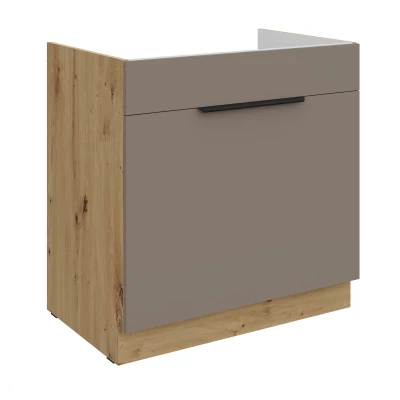LUNARA Spülenunterschrank – Breite 80 cm, Dunkelbeige/Eiche Artisan