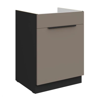 LUNARA Spülenunterschrank – Breite 60 cm, Dunkelbeige/Schwarz
