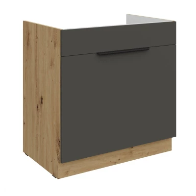 LUNARA Spülenunterschrank – Breite 80 cm, Graphit/Eiche Artisan