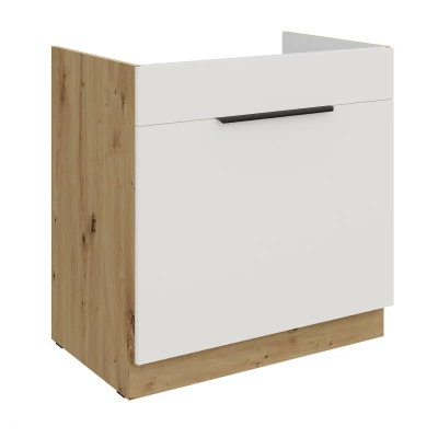Spülenunterschrank LUNARA – Breite 80 cm, Weiß/Eiche Artisan