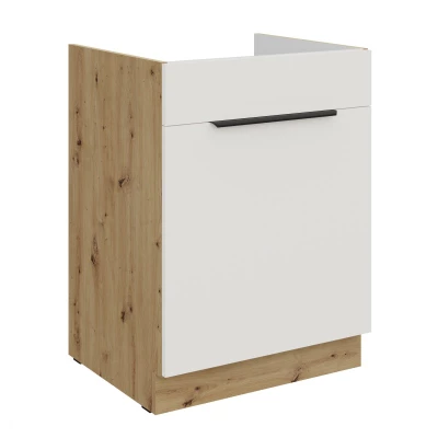 LUNARA Spülenunterschrank – Breite 60 cm, Weiß/Eiche Artisan