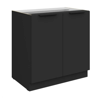 LUNARA Unterschrank mit zwei Türen – Breite 80 cm, schwarz
