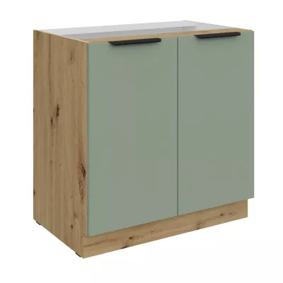 Unterschrank LUNARA mit zwei Türen – Breite 80 cm, grün/Eiche (handwerklich gefertigt)