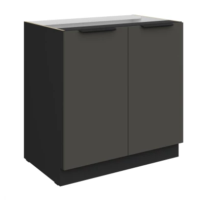 Unterschrank LUNARA mit zwei Türen – Breite 80 cm, Graphit/Schwarz