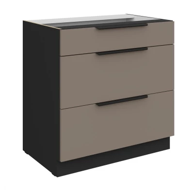 Unterschrank LUNARA – Breite 80 cm, Dunkelbeige/Schwarz