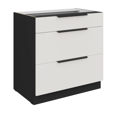 Unterschrank LUNARA – Breite 80 cm, weiß/schwarz