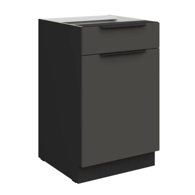 Unterschrank mit Schublade LUNARA – Breite 50 cm, Graphit/Schwarz