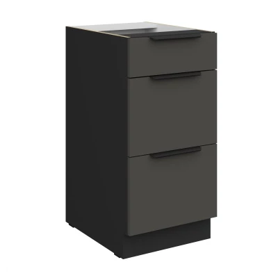 Küchenschrank mit Schubladen LUNARA – Breite 40 cm, Graphit/Schwarz