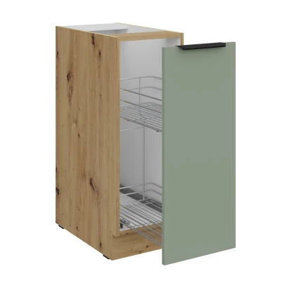 LUNARA Auszugsschrank – Breite 30 cm, grün/Eiche (handwerklich)
