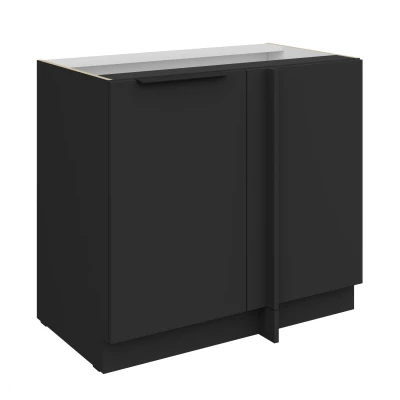 Verlängerter Eckschrank LUNARA – Breite 90 cm, schwarz