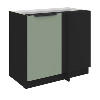 Verlängerter Eckschrank LUNARA – Breite 90 cm, grün/schwarz