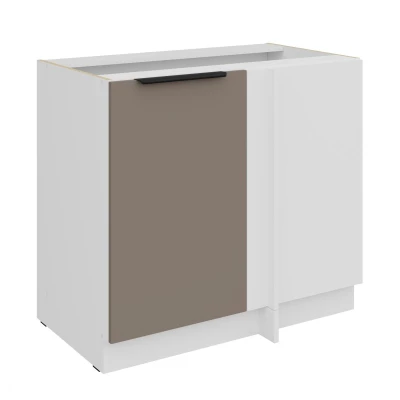 Verlängerter Eckschrank LUNARA – Breite 90 cm, Dunkelbeige/Weiß