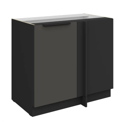Verlängerter Eckschrank LUNARA – Breite 90 cm, Graphit/Schwarz
