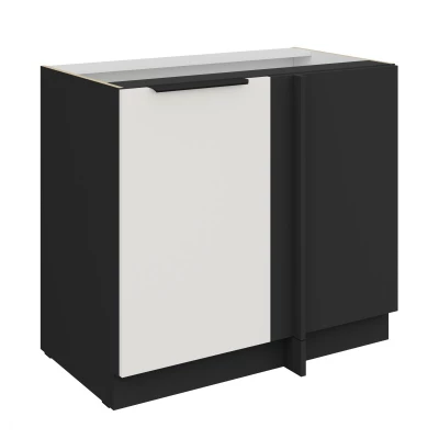 Verlängerter Eckschrank LUNARA – Breite 90 cm, weiß/schwarz