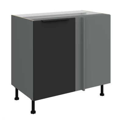 Verlängerter Eckschrank LUNARA – Breite 90 cm, Schwarz/Anthrazit