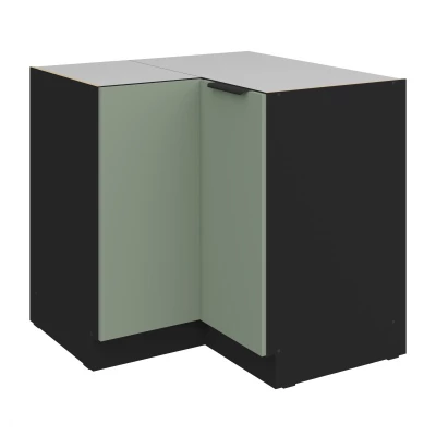 LUNARA Eckunterschrank – 90x90 cm, grün/schwarz