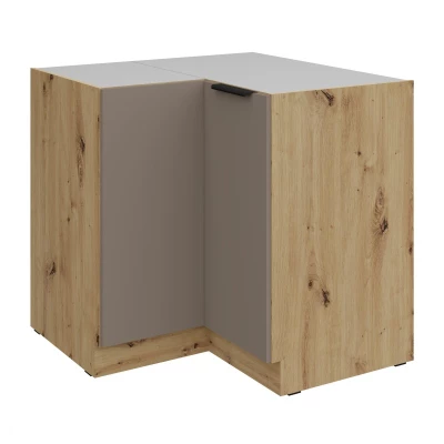 LUNARA Eckunterschrank – 90 x 90 cm, Dunkelbeige/Eiche (Artisan).