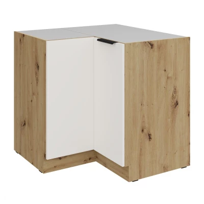 LUNARA Eckunterschrank – 90 x 90 cm, Weiß/Eiche (Artisan)