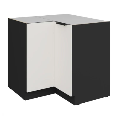 LUNARA Eckunterschrank – 90 x 90 cm, weiß/schwarz