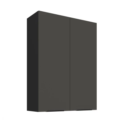 Hoher Küchenoberschrank LUNARA – Breite 80 cm, Graphit/Schwarz