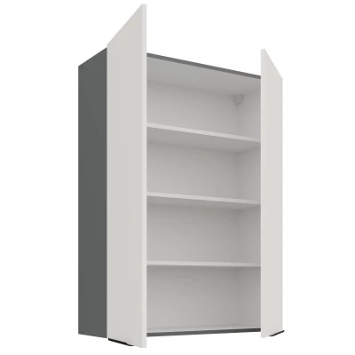 Hoher Küchenoberschrank LUNARA – Breite 80 cm, weiß/anthrazit