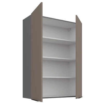 Hoher Küchenoberschrank LUNARA – Breite 80 cm, Dunkelbeige/Anthrazit