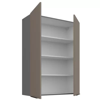 Hoher Küchenoberschrank LUNARA – Breite 80 cm, Dunkelbeige/Anthrazit
