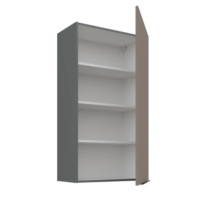 Hoher Küchenoberschrank LUNARA – Breite 60 cm, Dunkelbeige/Anthrazit
