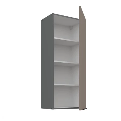 Hoher Küchenoberschrank LUNARA – Breite 45 cm, Dunkelbeige/Anthrazit