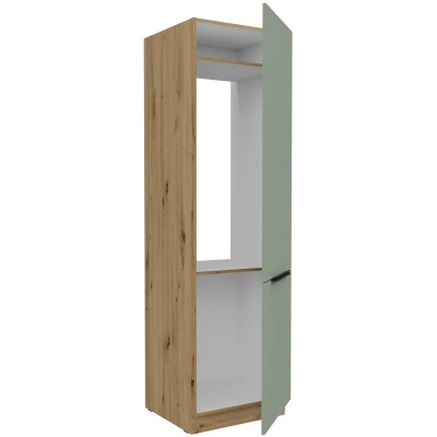 Schrank für Einbaukühlschrank LUNARA – Breite 60 cm, grün/Eiche (handwerklich)