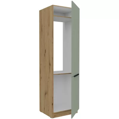 Schrank für Einbaukühlschrank LUNARA – Breite 60 cm, grün/Eiche (handwerklich)