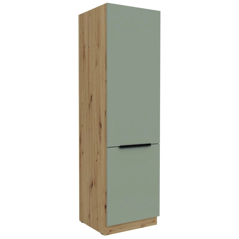 Schrank für Einbaukühlschrank LUNARA – Breite 60 cm, grün/Eiche (handwerklich)