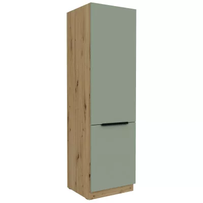 Schrank für Einbaukühlschrank LUNARA – Breite 60 cm, grün/Eiche (handwerklich)