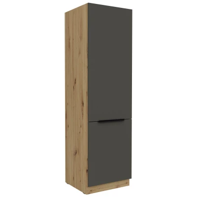 Schrank für Einbaukühlschrank LUNARA – Breite 60 cm, Graphit/Eiche (Artisan).