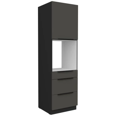 Einbau-Backofenschrank mit Schubladen LUNARA – Breite 60 cm, Graphit/Schwarz