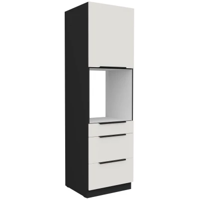 Einbau-Backofenschrank mit Schubladen LUNARA – Breite 60 cm, weiß/schwarz