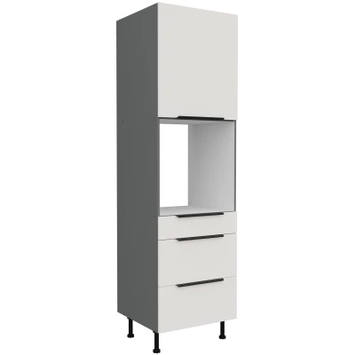 Schrank für Einbaubackofen mit Schubladen LUNARA – Breite 60 cm, weiß/anthrazit
