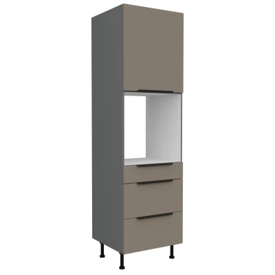 Einbau-Backofenschrank mit Schubladen LUNARA – Breite 60 cm, Dunkelbeige/Anthrazit