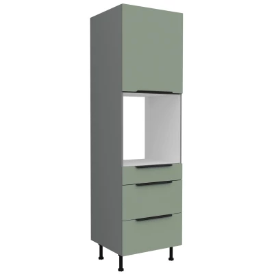 Einbau-Backofenschrank mit Schubladen LUNARA – Breite 60 cm, Grün/Anthrazit