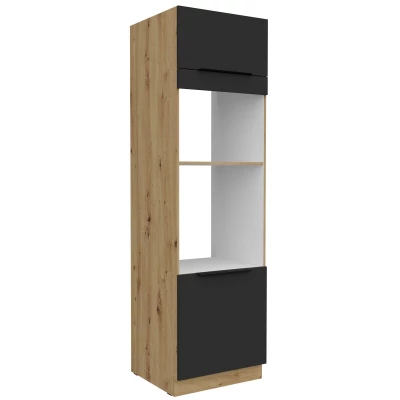 Einbauschrank LUNARA – Breite 60 cm, Schwarz/Eiche Artisan