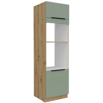 Einbauschrank LUNARA – Breite 60 cm, grün/Eiche handwerklich gefertigt