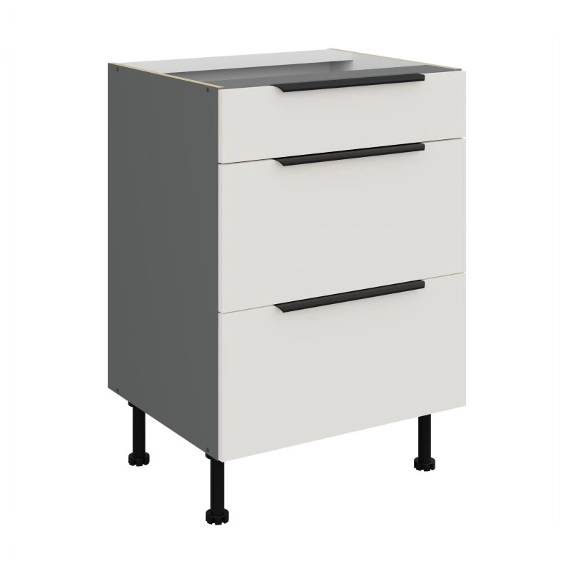 Schubladenschrank LUNARA – Breite 60 cm, weiß/anthrazit