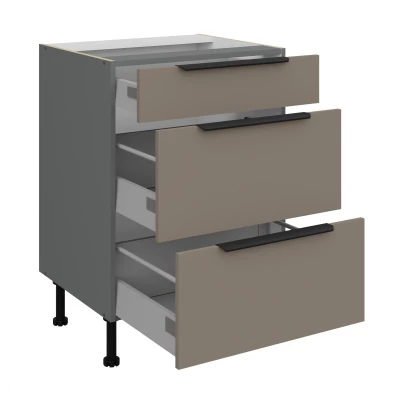 Schubladenschrank LUNARA – Breite 60 cm, Dunkelbeige/Anthrazit