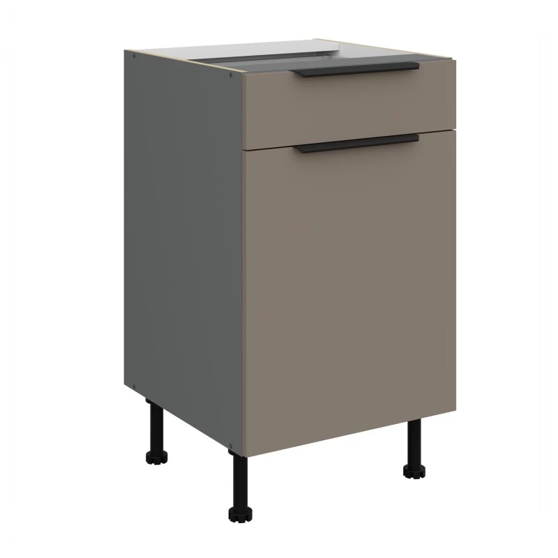 LUNARA Unterschrank mit Schublade – Breite 50 cm, Dunkelbeige/Anthrazit