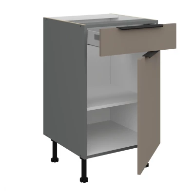 LUNARA Unterschrank mit Schublade – Breite 50 cm, Dunkelbeige/Anthrazit